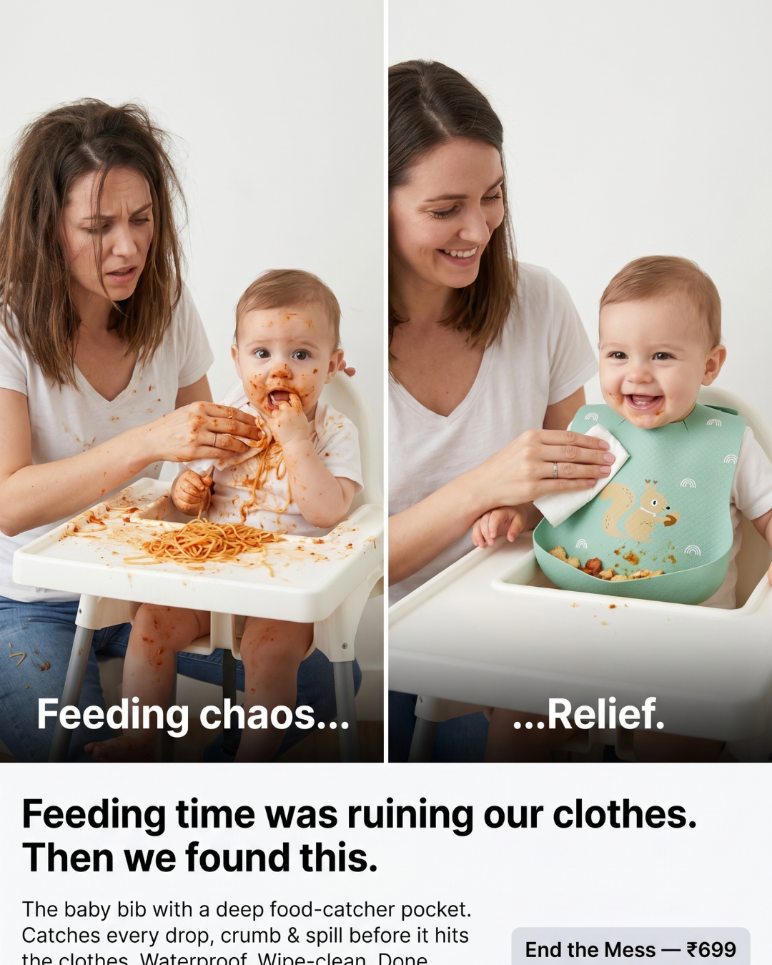 Baby Food Feeding Bib (Pack of 2)