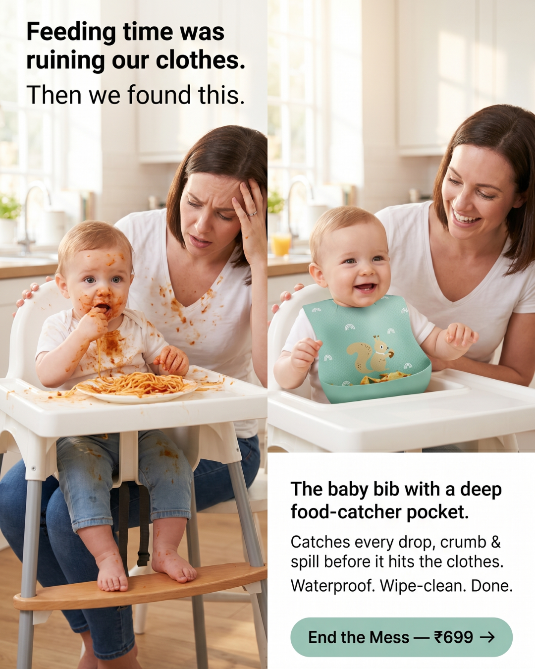 Baby Food Feeding Bib (Pack of 2)